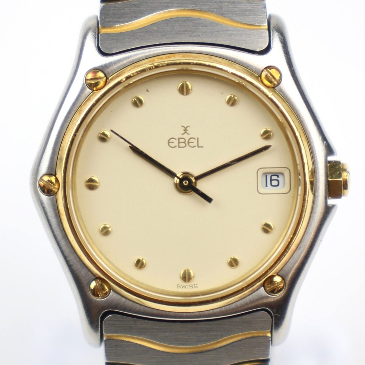 ◆ 1円 ~ 稼働品 EBEL / エベル 腕時計 クオーツ アイボリー文字盤 レディース腕時計 158909拍卖