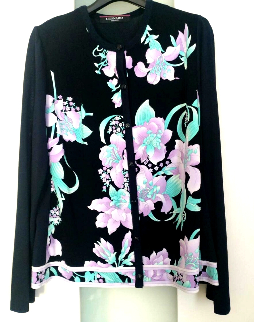 ☆極美品☆ レオナール 腰丈カーディガン 濃紺 42拍卖