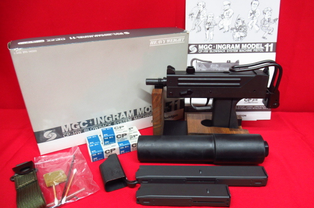 SPG刻印有り MGC INGRAM MODEL 11 M-11 ブローバック ヘビーウェイト カートリッジ マガジン 付属品付き モデルガン 管理7KH1024I-F5拍卖