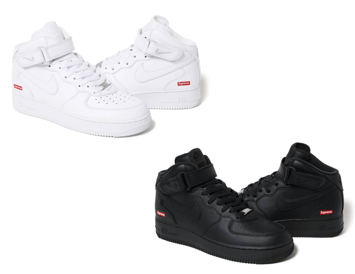 Supreme Nike Air Force 1 Midシュプリーム×ナイキ限定エアフォース 1 ミッド白&黒27.0cm 2足SET新品 送料込 Box Logo AF1 SB dunk gdeh拍卖