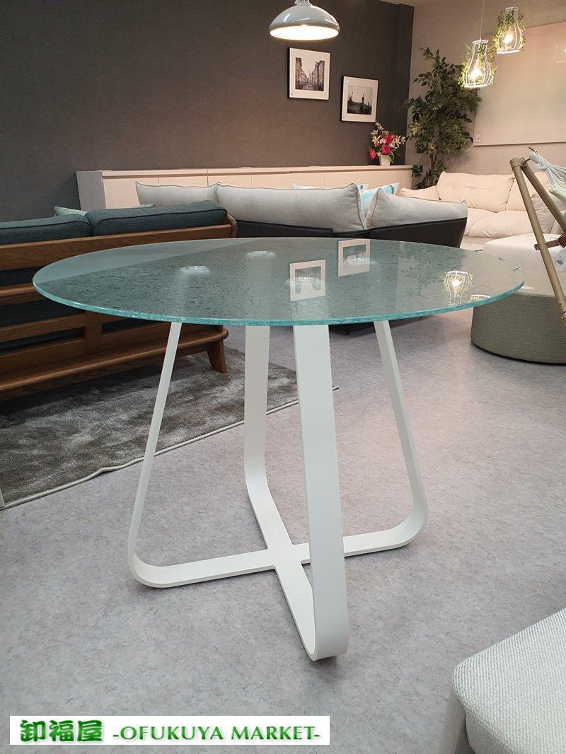 家具WD■29010■オリジナル商品 丸ガラス テーブル  W900×D900×H710■展示品/取り外し品/中古品拍卖