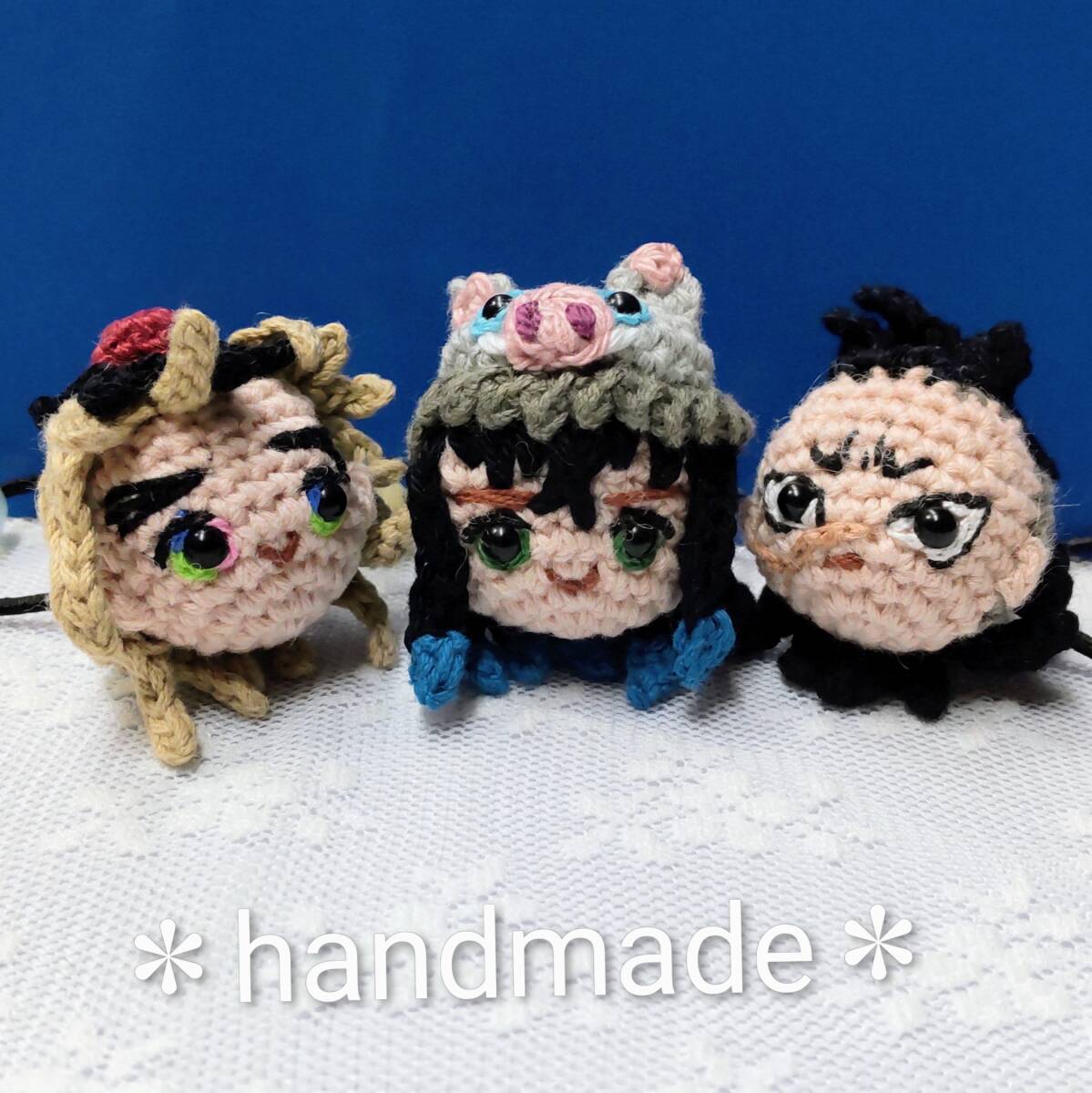ハンドメイドあみぐるみ★ヘアゴム3個組★鬼滅の刃風拍卖