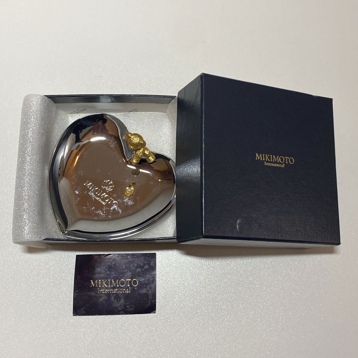 ◆NO.251009◆ ミキモト MIKIMOTO パール付 テディベア ハート型 ジュエリートレイ 小物入れ アクセサリートレイ インテリア アンティーク拍卖