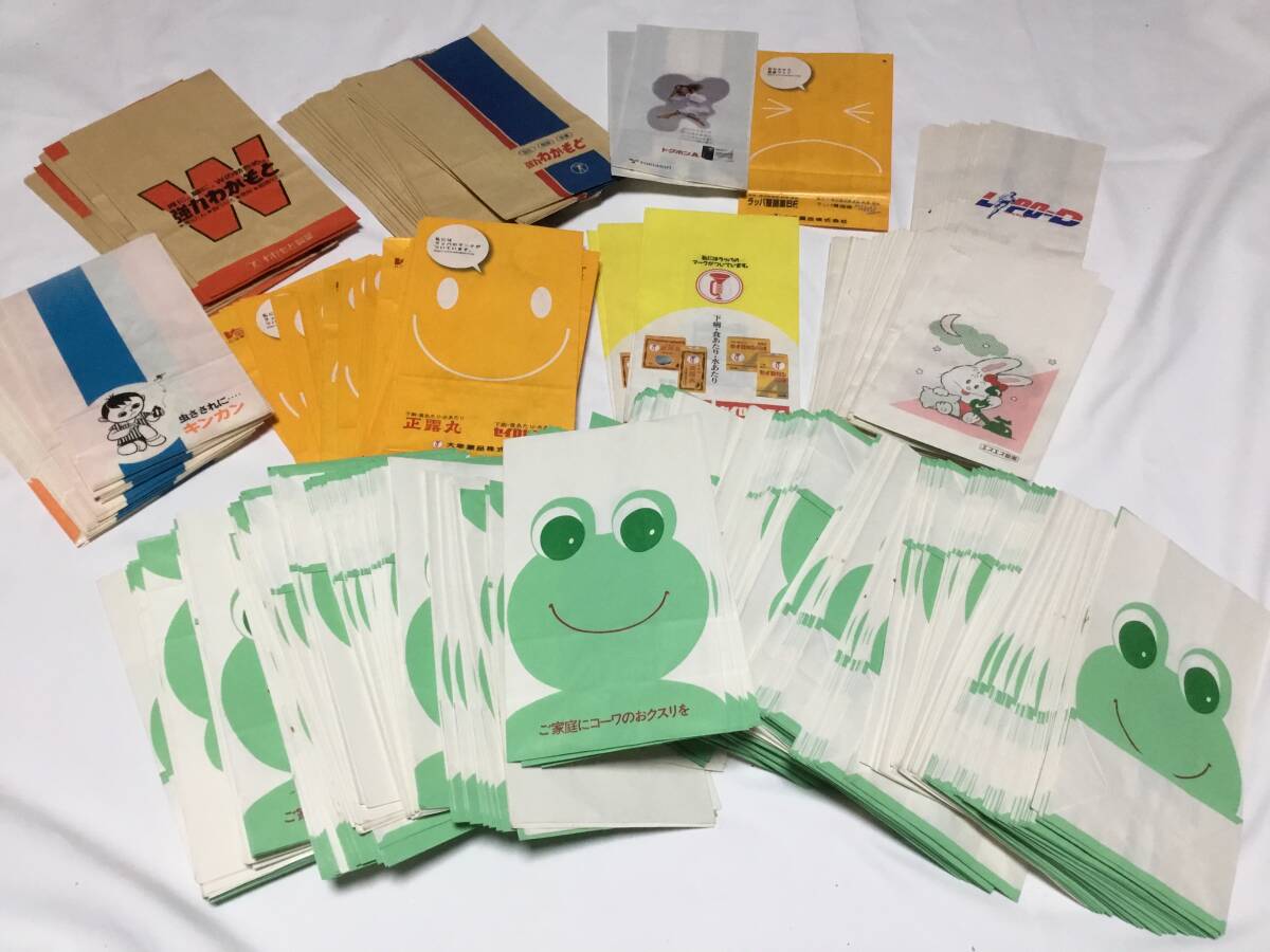 レトロ 薬局 薬屋 紙袋 コーワ キンカン わかもと 正露丸 大量拍卖