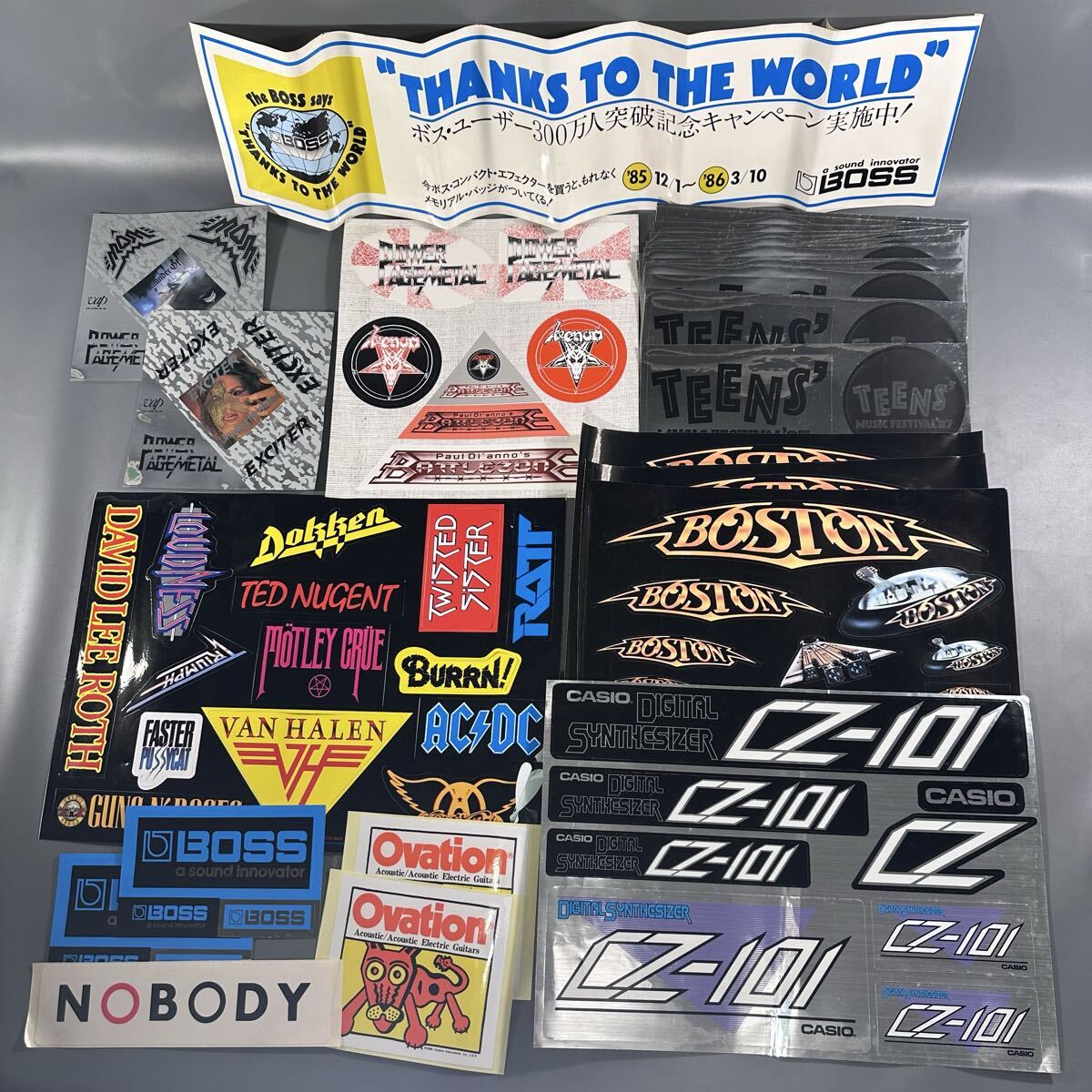 ステッカー 音楽 ロック系 GUNS AC/DC VAN HALEN / BOSS Ovation 他 / 27枚セット 被りあり / ビンテージ シール拍卖