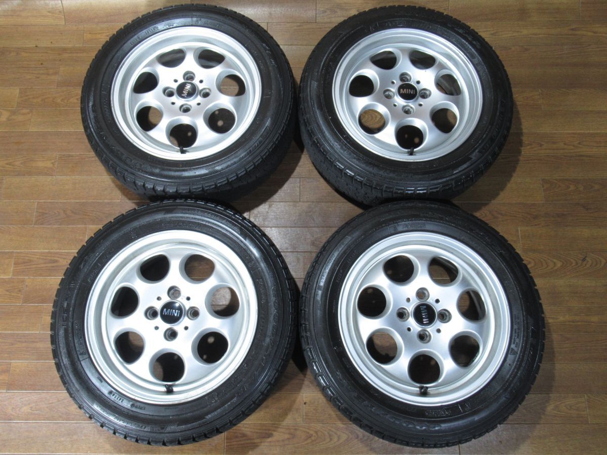 R50系BMW MINIミニ純正 5.5J-15+45 100/4H 175/65R15 15インチアルミホイール+グッドイヤー製スタッドレスタイヤ4本拍卖
