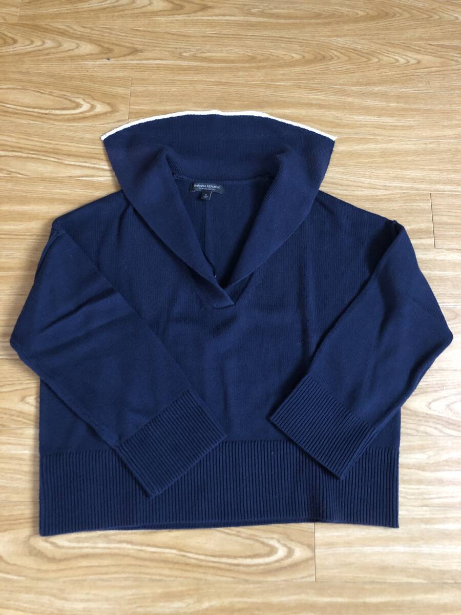 バナナリパブリック ネイビーセーラーカラーニット拍卖