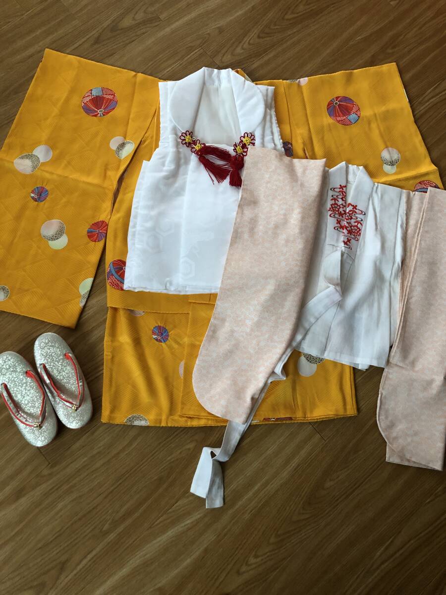 七五三 3歳児用晴れ着・被布・襦袢・草履セット拍卖