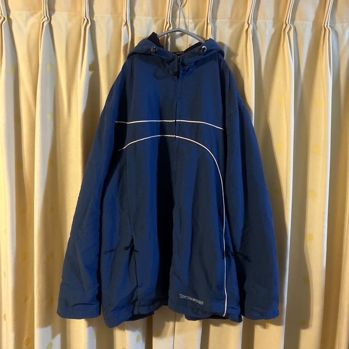 90S T&C タウンアンドカントリー ニュージーランド製 パイピング ナイロンパーカー 内フリース サイズL ネイビー拍卖