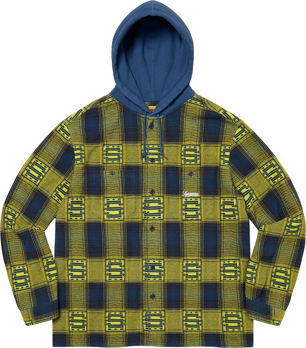 【Supreme シュプリーム】フード付チェック柄ネルシャツM 「Hooded Shadow Plaid Shirt」 名作 人気アイテム ジャケット 長袖チェック拍卖