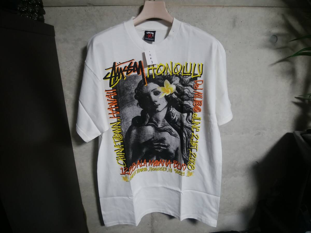 【STUSSY ステューシー】TシャツM ホノルルチャプトオープン記念 往年の人気デザイン「ヴィーナスの誕生」 復刻プリント 限定 人気アイテム拍卖