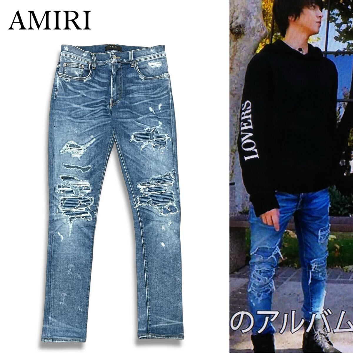 ★ 正規品 AMIRI アミリ ダメージ加工 蛇腹 ジーンズ スキニー デニムパンツ jeans ジップフライ 30 メンズ インディゴ アメリカ製拍卖
