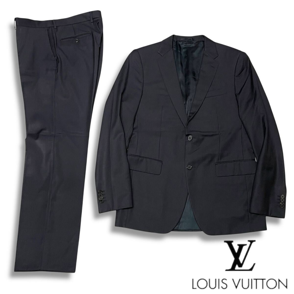 2 国内正規品 LOUIS VUITTON ルイヴィトン スーツ セットアップ テーラードジャケット スラックスパンツ 50 ネイビー イタリア製 メンズ拍卖