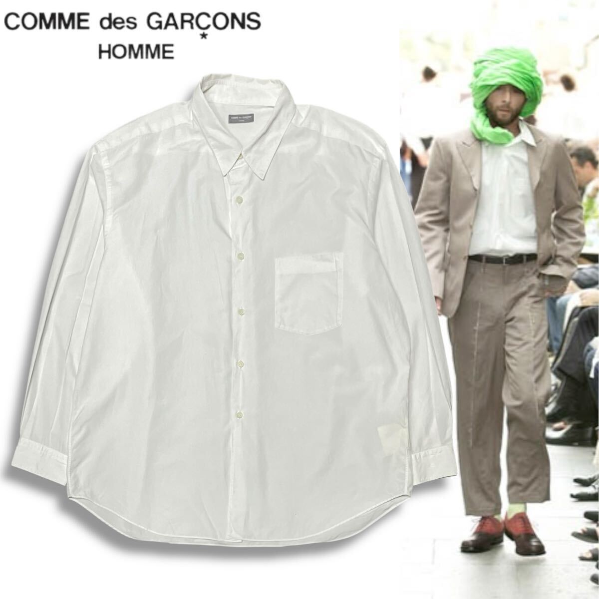 26 アーカイブ 国内正規品 Comme des Garcons HOMME コムデギャルソンオム 02ss HZ-B912 長袖コットン ドレスシャツ カッターシャツ拍卖