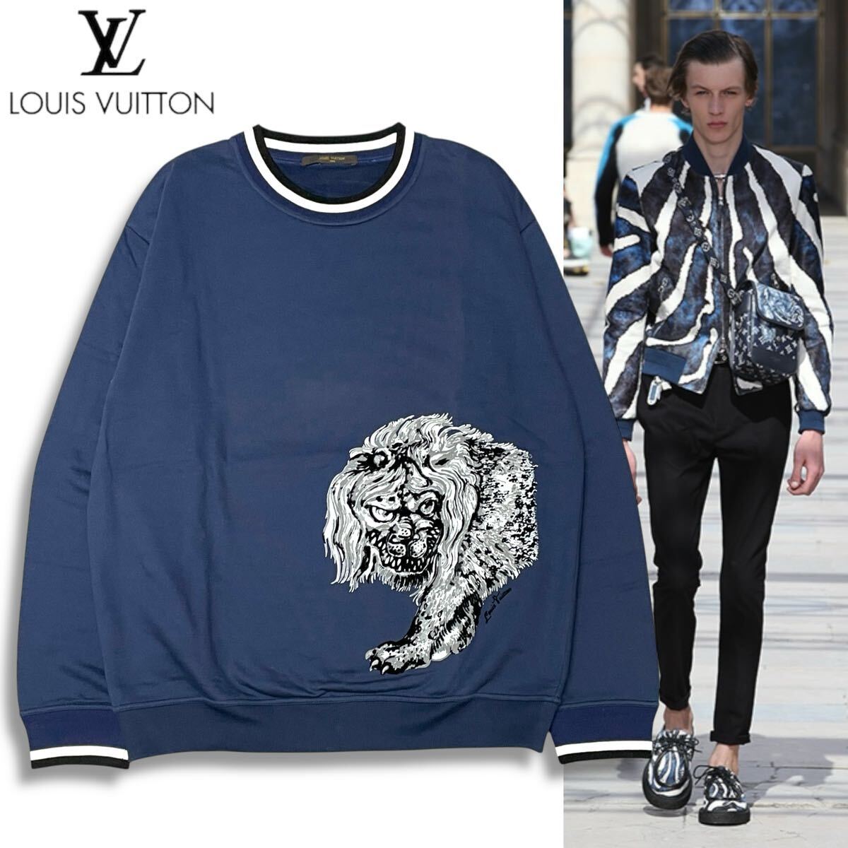 43 美品 国内正規品 LOUIS VUITTON ルイヴィトン Chapman Brothers Lion Flock Print Sweatshirt チャップマン ブラザーズ トレーナー XXL拍卖