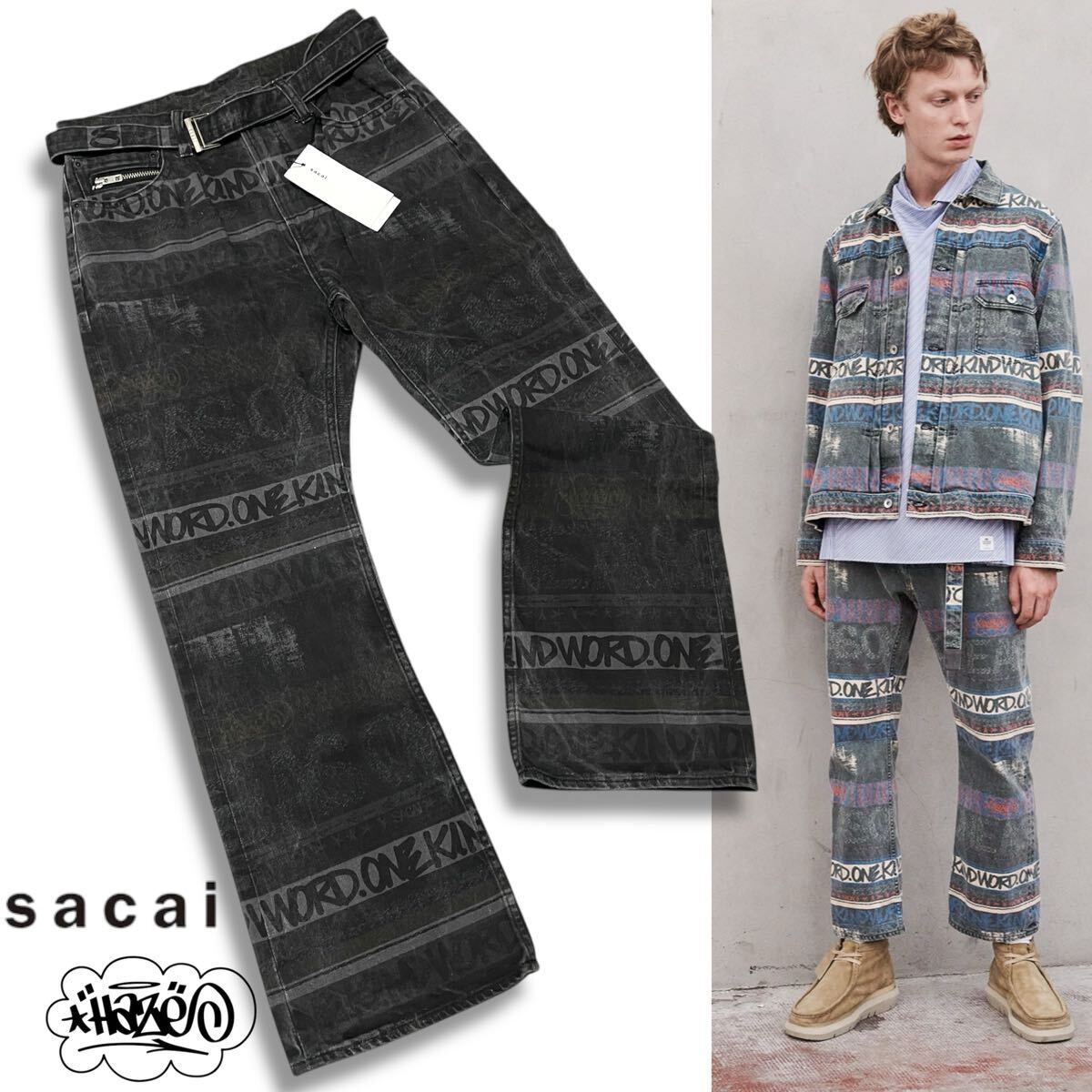 11 新品 正規品 Sacai × Eric Haze サカイ×エリックヘイズ 23-02973M Denim Pants コラボ デニムパンツ ジーンズ ボタンフライ 1 メンズ拍卖