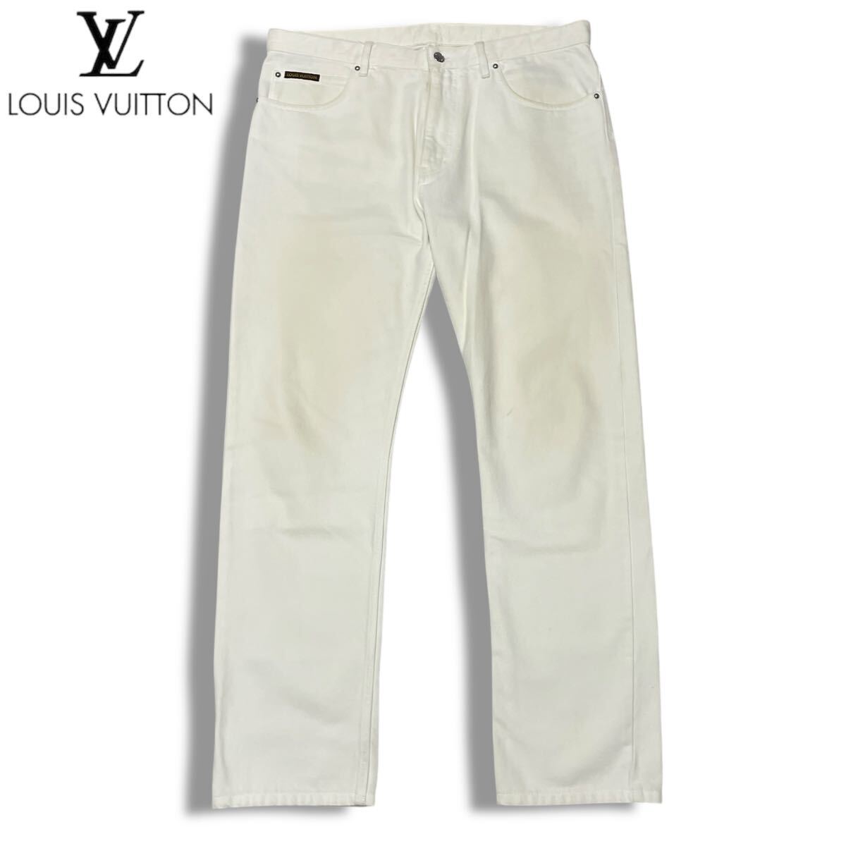 55 国内正規品 LOUIS VUITTO ルイヴィトン DENIM PANTS JEANS デニムパンツ ジーンズ ジップフライ ホワイト 44 メンズ フランス製拍卖