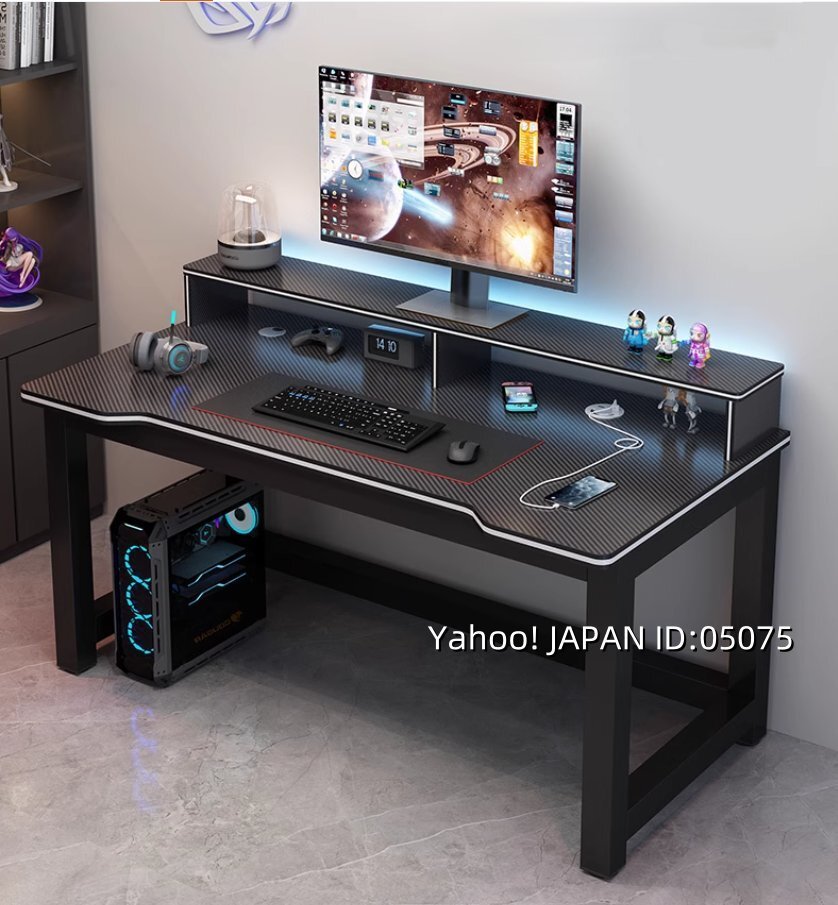 デスクトップ学生書斎机家庭用ベッドルーム学習机オフィス机カーボンファイバー簡易ゲームテーブル90x60x75cm拍卖