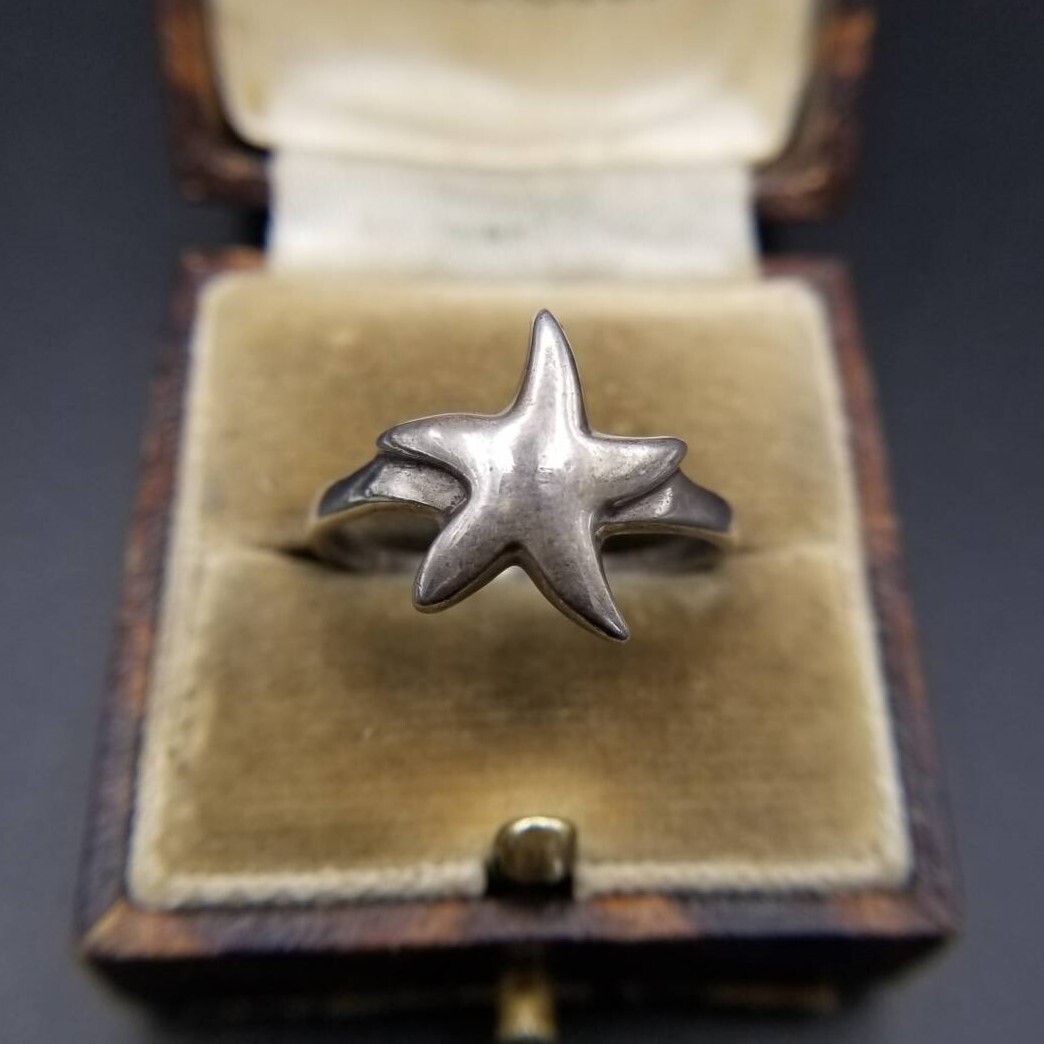 ヒトデ 海の生き物 925 シルバー ヴィンテージ リング 銀 指輪 シンプル キュート モチーフジュエリー Y24-R拍卖