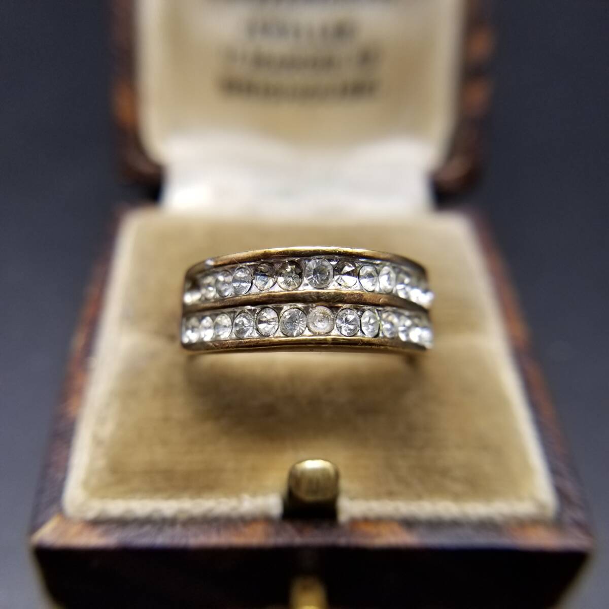 クリア ラインストーン 2段 煌めき ヴィンテージ 山型 リング ゴールドトーン 指輪 レトロ ゴージャス ファッションジュエリー Y25-A拍卖