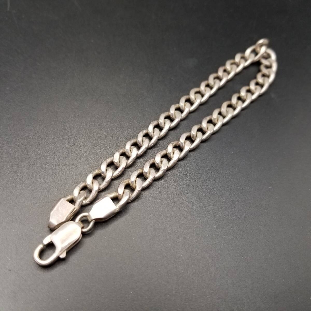 シンプル 喜平チェーン 925 シルバー ヴィンテージ ブレスレット 銀 スタイリッシュ 大きいサイズ Cyprus ホールマーク Y24-Z拍卖