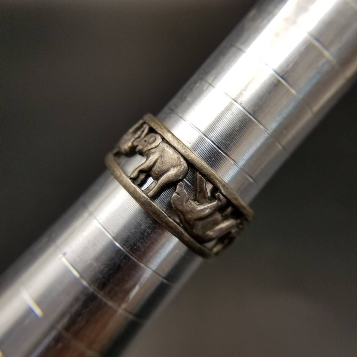Waldeck Jewelers 野生の動物たち 925 シルバー ヴィンテージ バンド リング 幅広 銀 指輪 レトロ オープンワーク 存在感 Y25-B拍卖