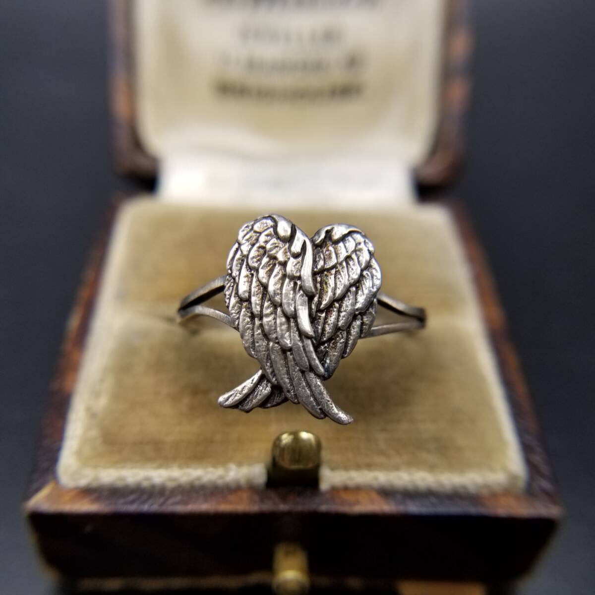 天使の羽根 エンジェルモチーフ 925 シルバー ヴィンテージ フェザー リング 銀 指輪 華奢バンド 重ね付け Y25-B拍卖
