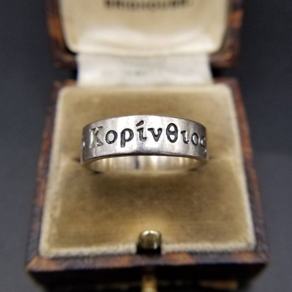 Κορνθιο コリントス 文字 925 シルバー ヴィンテージ バンド リング 銀 指輪 中太 デイリー 重ね付け Y25-B拍卖