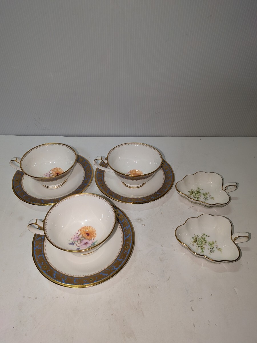 Noritake ノリタケ カップ&ソーサー+オープンシュガーセット カップ&ソーサー3客 オープンシュガー2客 バックスタンプあり拍卖