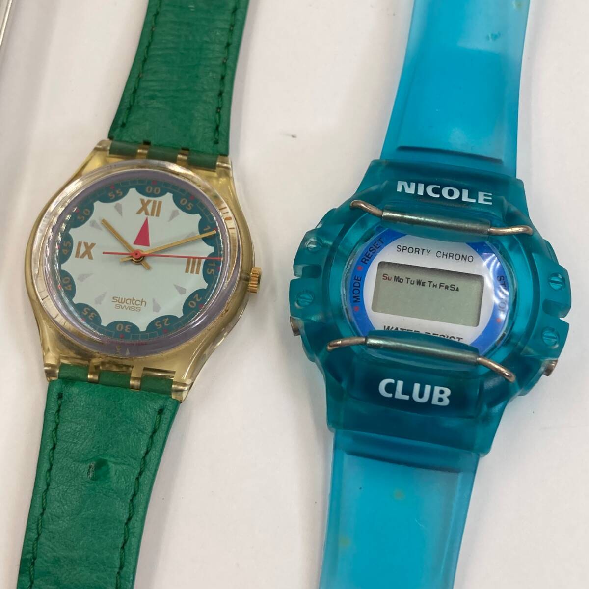 腕時計 2個 SWATCH SWISS クウォーツ スケルトン NICOLE CLUB SPORTY CHRONO ウォッチ 動作未確認 ジャンク #4465拍卖