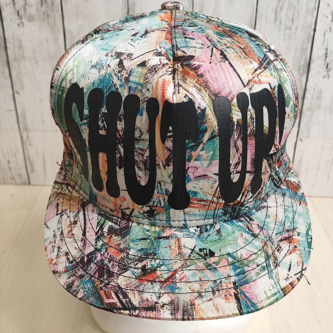 SHUT UP! 韓国製 アート柄キャップ 5パネル マルチカラー multi color ピンク ペイント柄 アウトドア USED ヴィンテージ ツバ短いタイプ拍卖