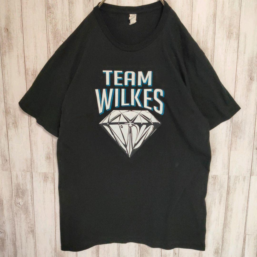 DIAMOND ダイヤ TEAM WILKES ウィルクス 両面プリント Tシャツ 黒 L 00’s ブラック ターコイズ アメリカ古着拍卖