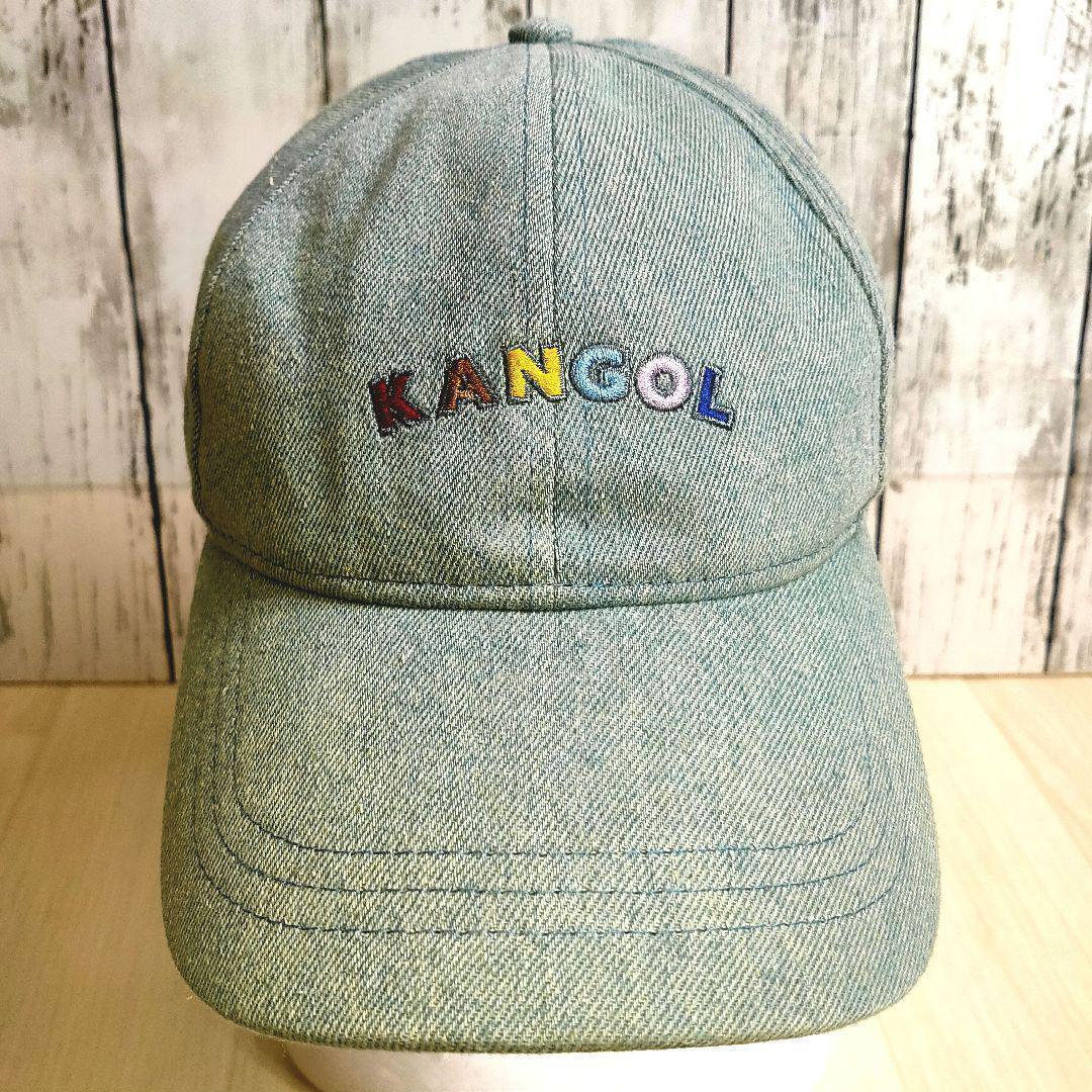 カンゴール デニムキャップ 6パネル ベースボール インディゴ ブルー 帽子 KANGOL カラフルロゴ インディゴ フェード ストラップバック拍卖