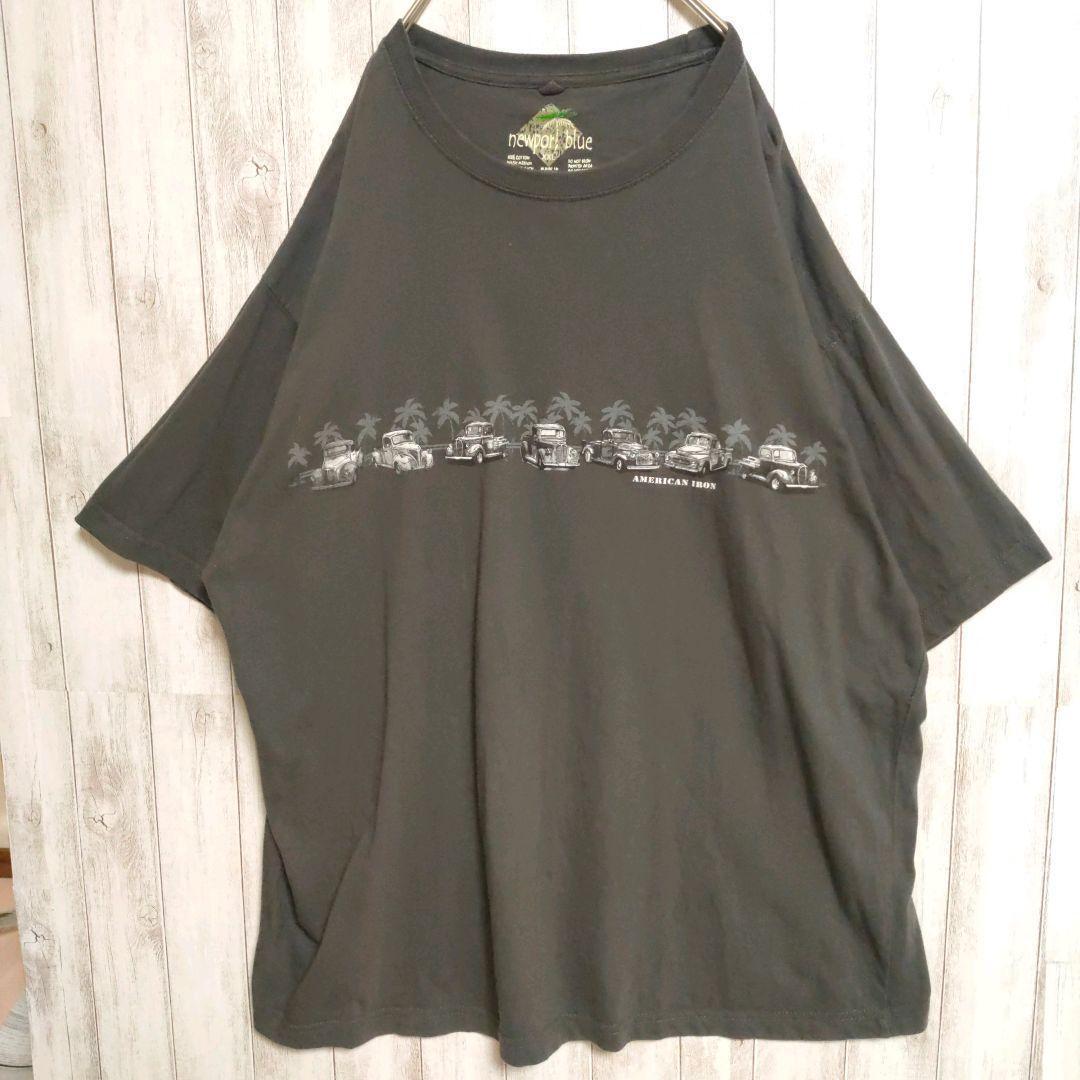 newport blue プリントTシャツ ピックアップトラック グレー 灰 フォード F100 クラシックカー 2XL アメリカ古着 フェード レイヤードに拍卖