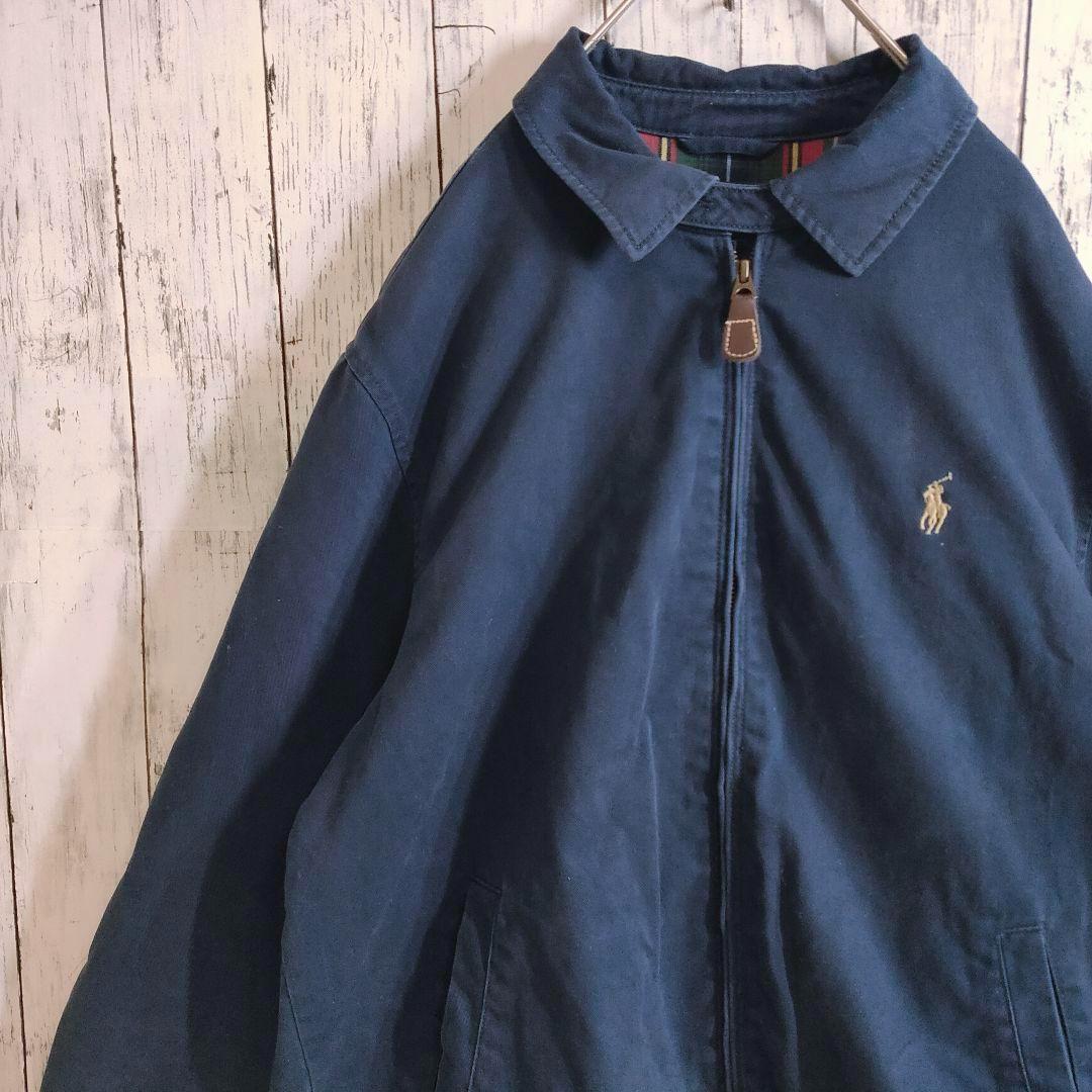 Polo by Ralph laurenラルフローレン スウィングトップ ブルゾン 紺 ネイビー 刺繍 内チェック クラシックスタイル ドリズラー ジャケット拍卖