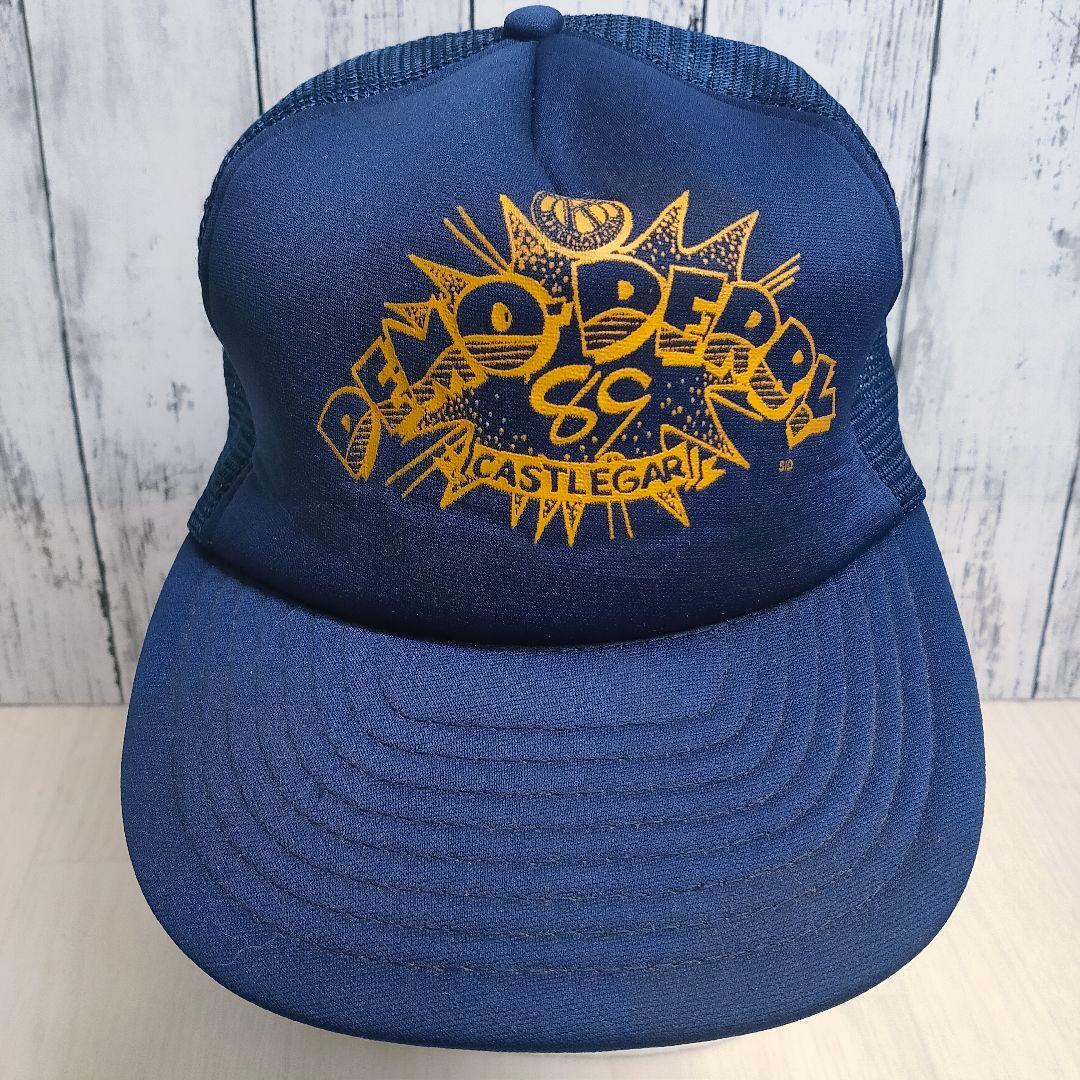WILSON '89 trucker hat capトラッカーキャップ 5パネル 紺 黄色 アウトドア プリントロゴ CASTLEGAR ネイビー navy イエロー yellow拍卖