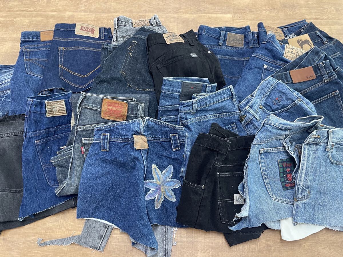 はぎれデニムまとめ売り リメイク ビンテージ古着 EDWIN アメリカ古着 リー Levi 卸売 リーバイス ジーンズ デニム デニムパンツ Gパン拍卖