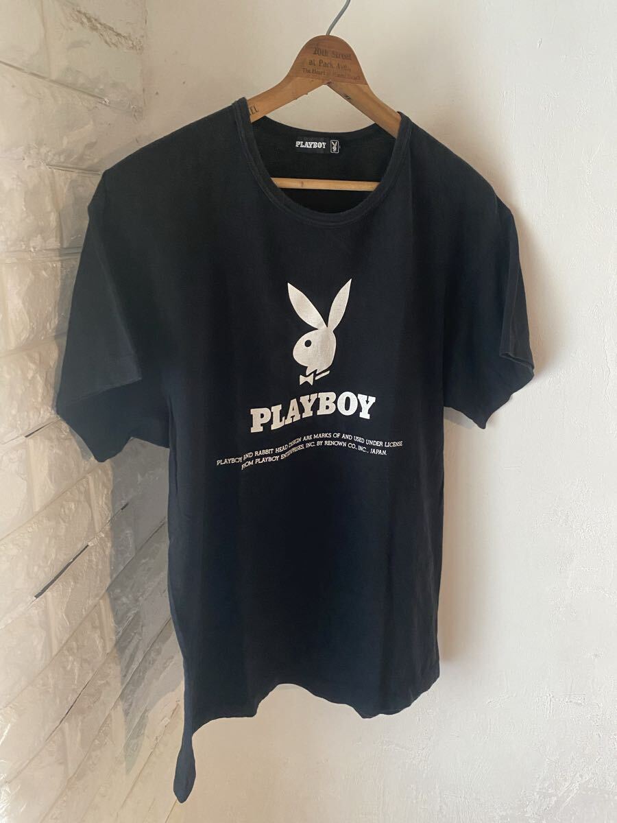激レア 80s プレイボーイ Tシャツ ブラック 袖裾シングル 検)ヴィンテージ USA us army リーバイスold 70s 60s y2k 大戦拍卖