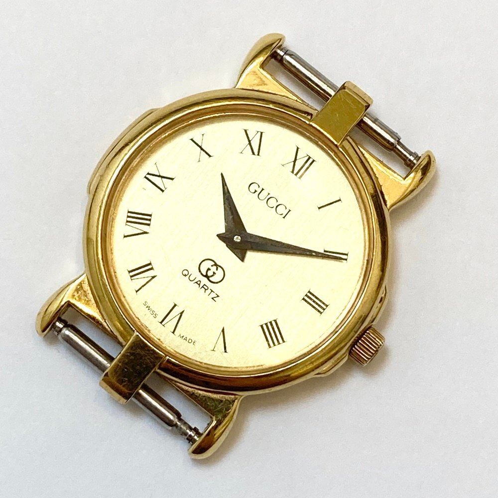 rm) GUCCI グッチ 時計 3400F L ローマン ラウンド フェイスのみ クオーツ 金色 ゴールド色※中古 経年保管品 不動 難有 ジャンク 現状渡し拍卖