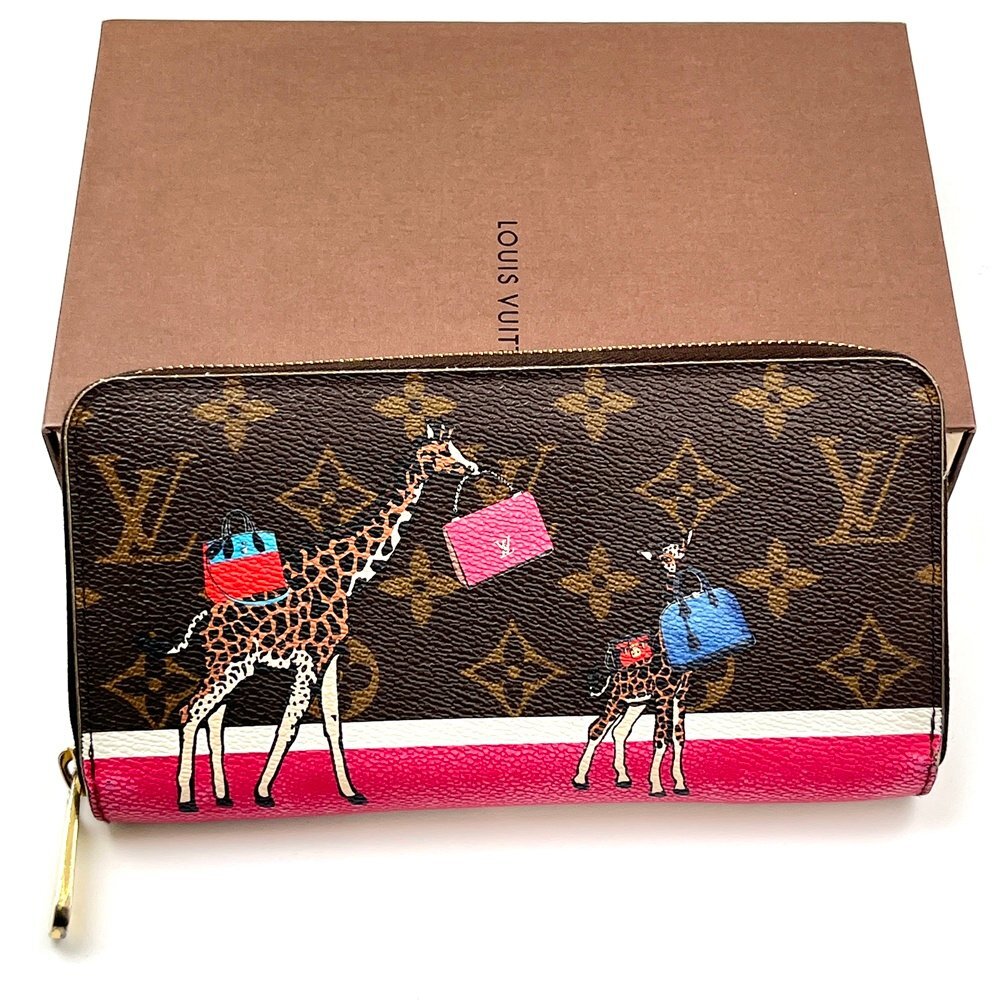 A) LOUIS VUITTON ルイヴィトン モノグラム キリン プリント ジッピーウォレット 長財布 M62085 外箱付属 中古 USED ブランド拍卖