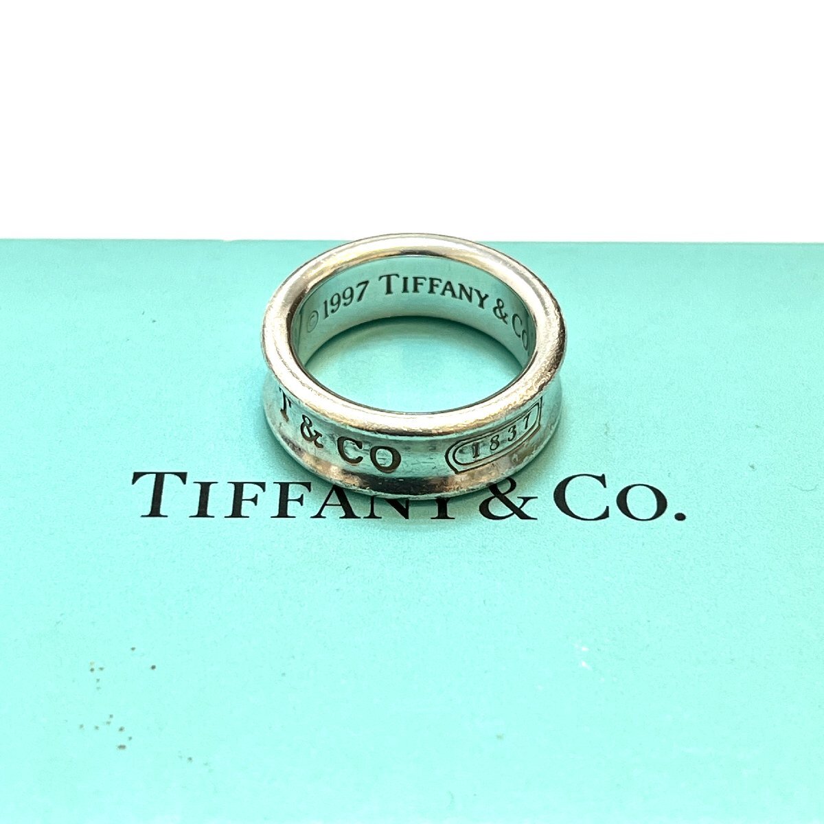 rm) TIFFANY&Co. ティファニー SV925 シルバー ナロー リング 1837 約10号 約7.2g 外箱他付属 中古 USED ブランド アクセサリー拍卖