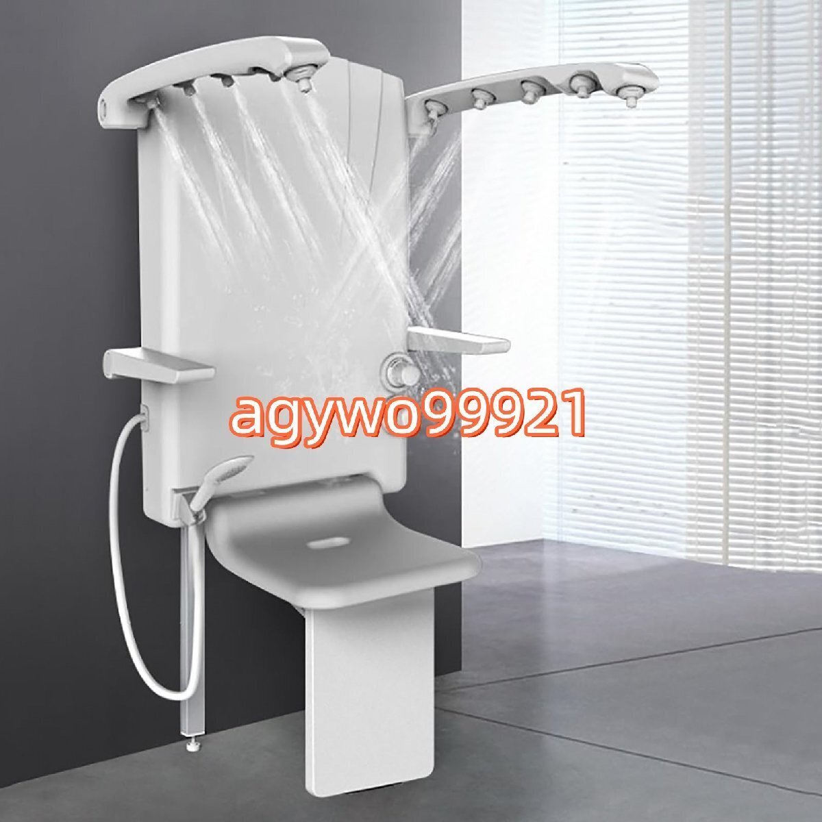 座り/立ち両用シャワー、多機能座りシャワーシート、120°回転シャワーアーム/安全手すり付き、38~49°C一定温度、耐荷重330ポンド拍卖