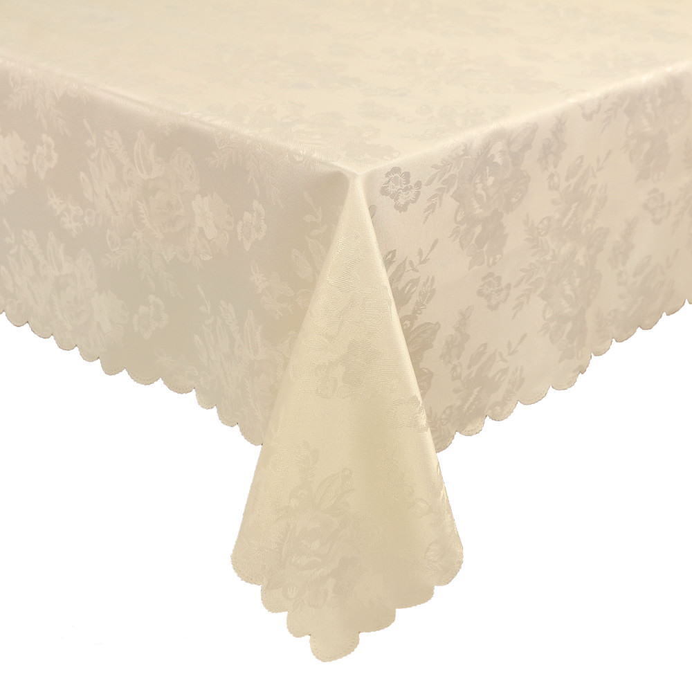撥水テーブルクロス135×240cm-benishi-SSI-KL1ローズジャカード織りベージュ拍卖