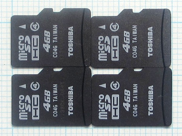 ★TOSHIBA micro SDHC メモリーカード 4GB4枚 中古★送料85円・185円拍卖
