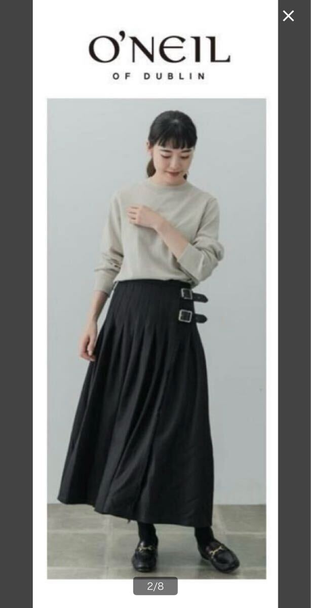 O’NEIL of DUBLIN/オニールオブダブリン/ローウエスト プリーツラップスカート/sizeXS/黒拍卖