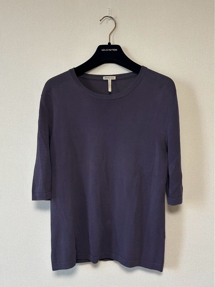 HERMES/エルメス/マルジェラ期/ニットTシャツ/size S/紫/レーヨン/カットソー拍卖
