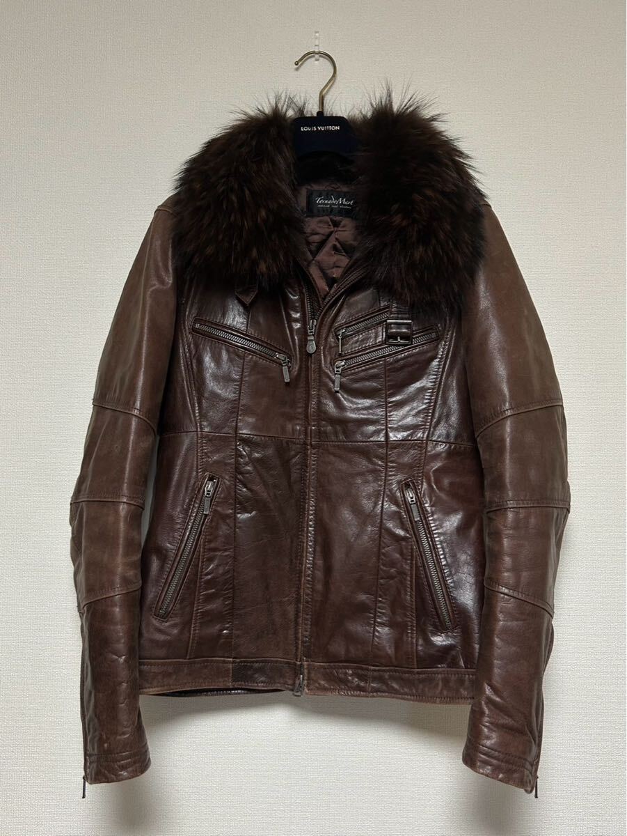 TORNADO MART/トルネードマート/ファーレザージャケット/sizeM/ブラウン/牛革/y2k拍卖