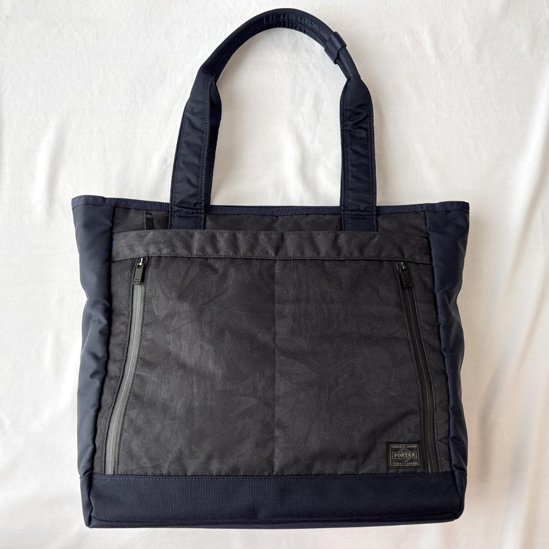 ■1円〜 <超美品!!>■PORTER ポーター ダークフォレスト トートバッグ ナイロンツイル 普段使い ネイビー 紺 659-05142 管:2510046拍卖