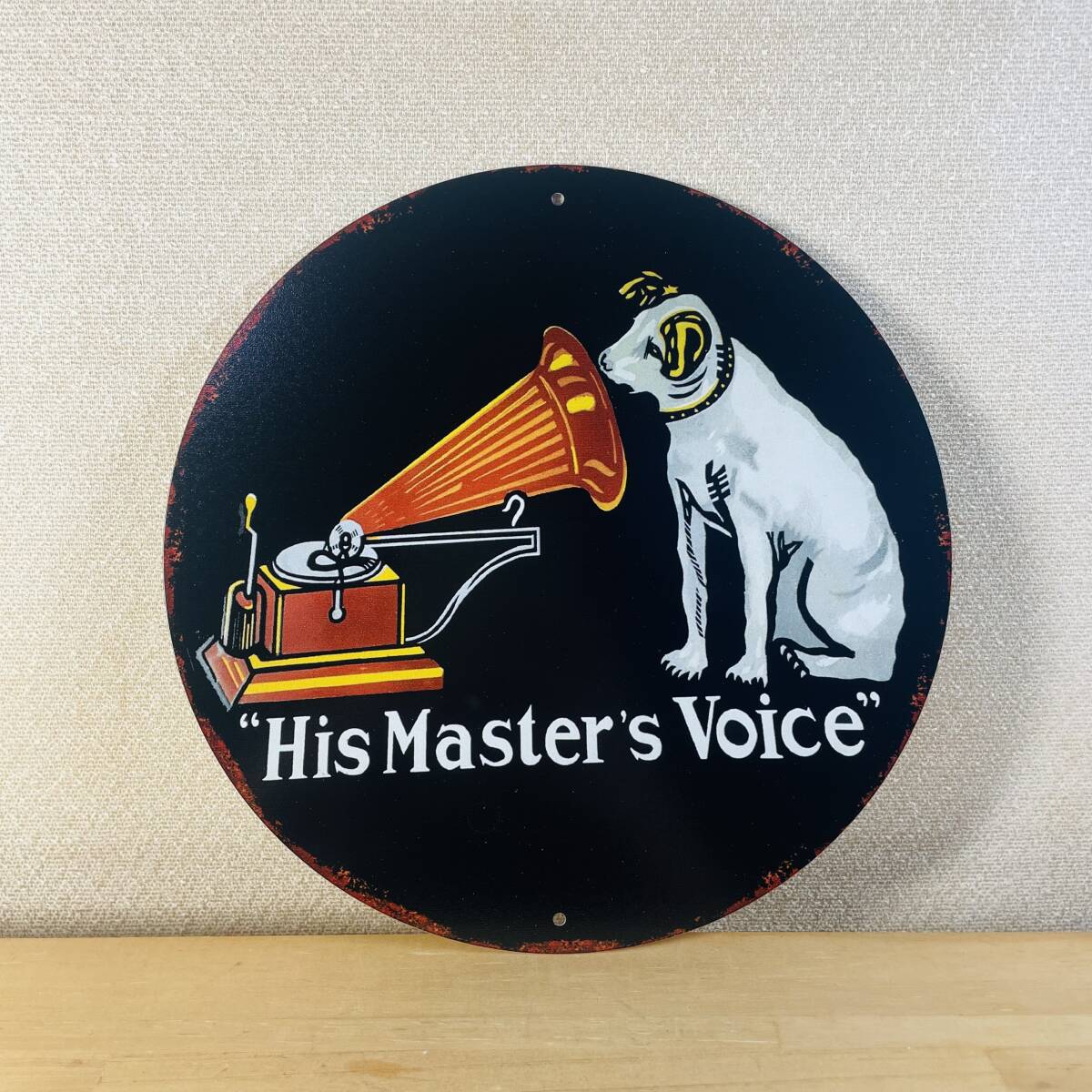 Victor ビクター His Master's Voice アルミ製 プレート 看板 壁掛け インテリア HMV ニッパー 犬 レコードレーベル レトロ ディスプレイ拍卖