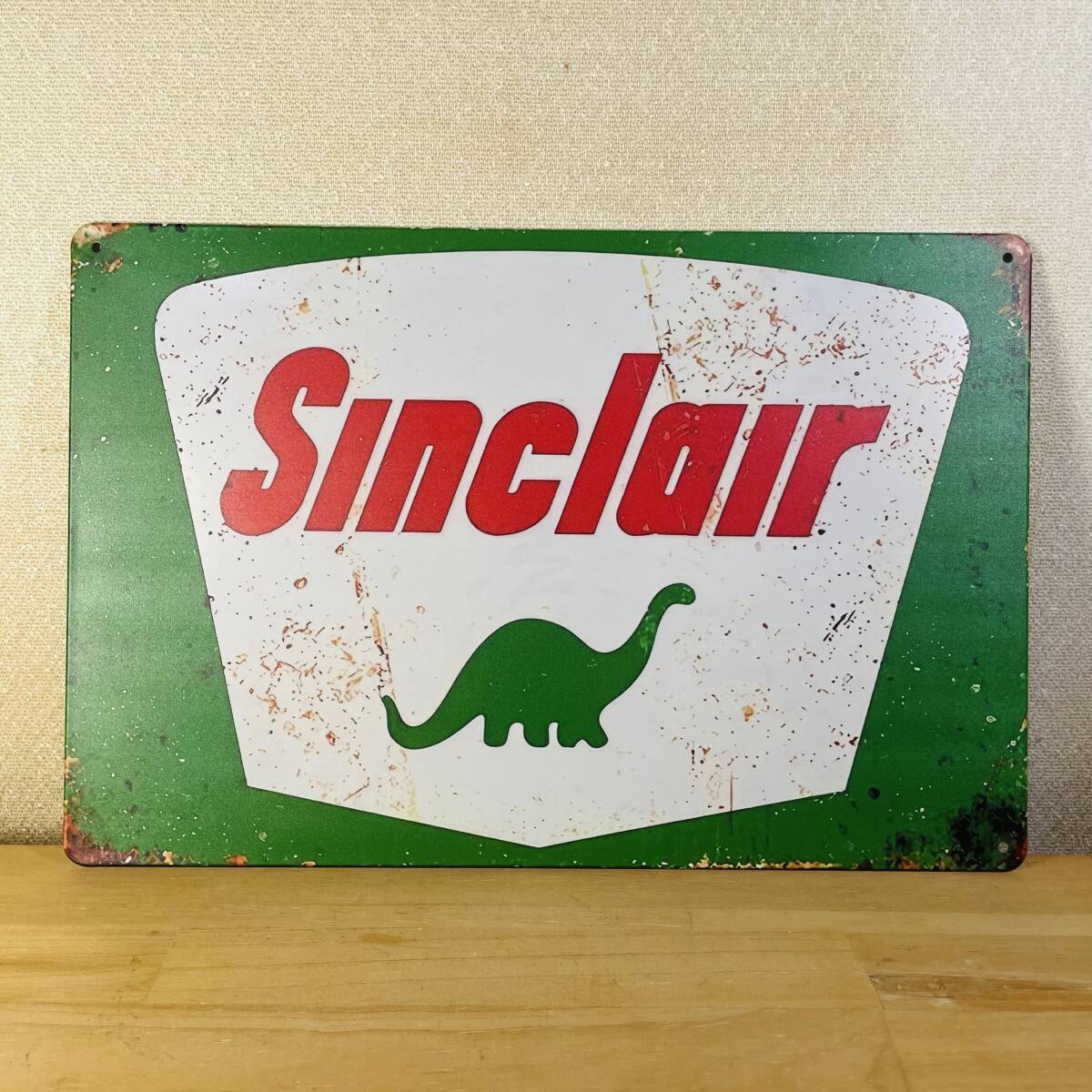 Sinclair Oil シンクレアオイル 看板 プレート ディスプレイ ブリキ ビンテージ調 インテリア モーター系 ガレージ DIY 企業ロゴ レトロ拍卖